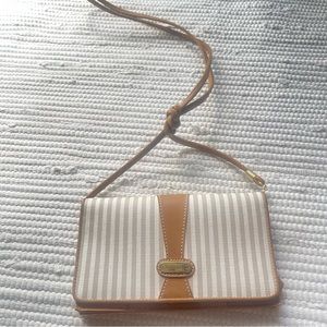 Vintage Carryland Carry-All Brown White Striped Vegan Leather Unused